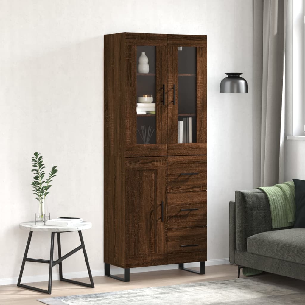 Image Buffet haut Chêne marron 69,5x34x180 cm Bois d'ingénierie | Xios Store SNC vidaXL Xios Store SNC