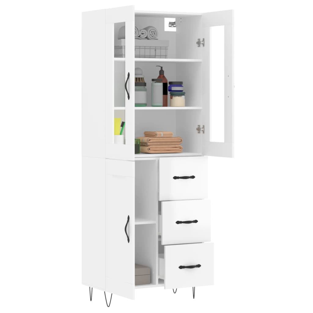 Image Buffet haut Blanc brillant 69,5x34x180 cm Bois d'ingénierie | Xios Store SNC vidaXL Xios Store SNC