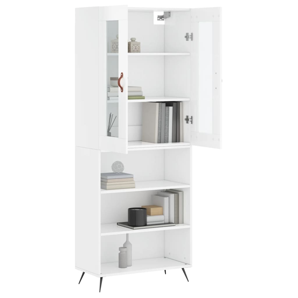 Image Buffet haut Blanc brillant 69,5x34x180 cm Bois d'ingénierie | Xios Store SNC vidaXL Xios Store SNC