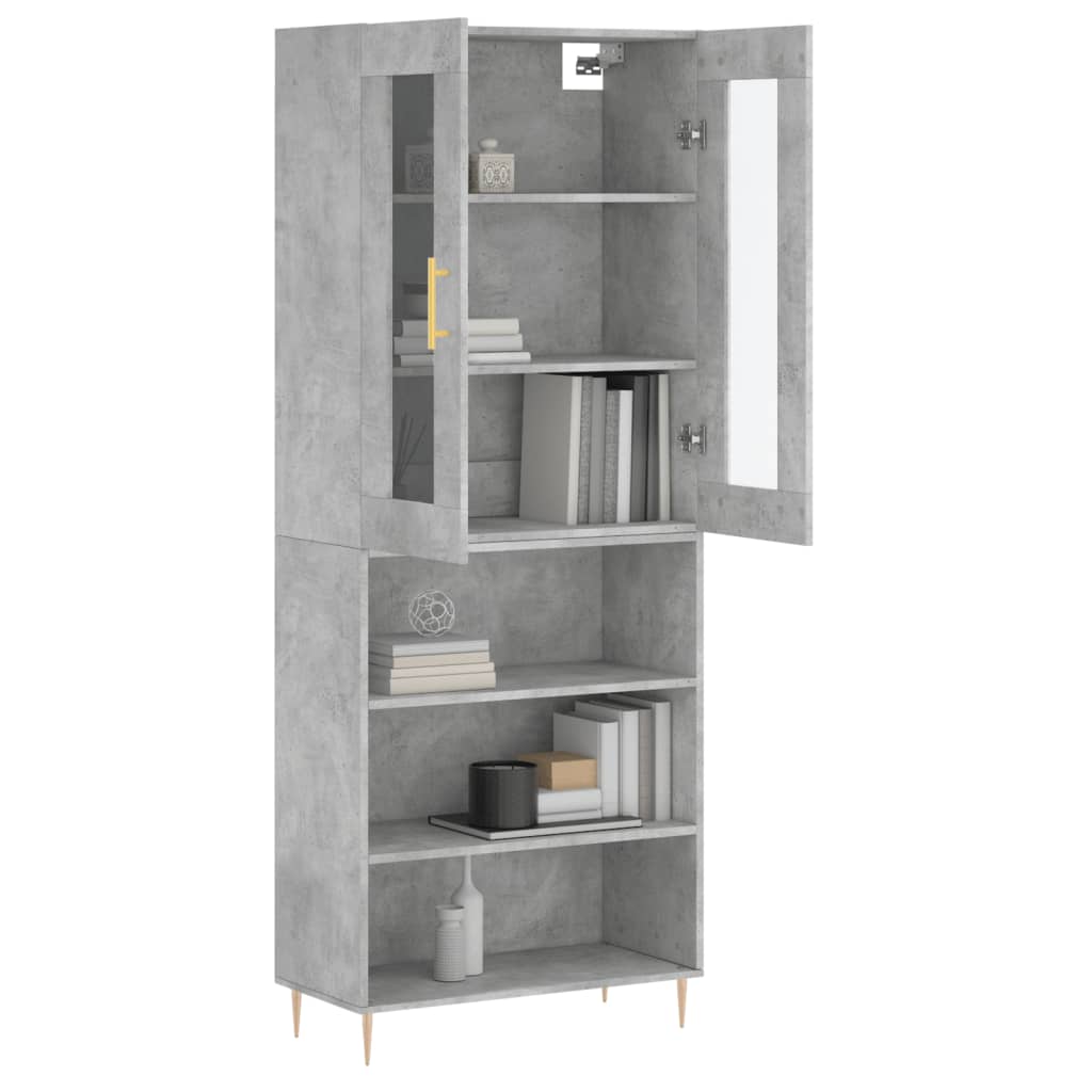 Image Buffet haut Gris béton 69,5x34x180 cm Bois d'ingénierie | Xios Store SNC vidaXL Xios Store SNC