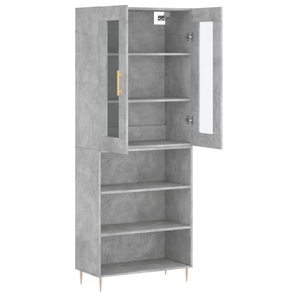 Image Buffet haut Gris béton 69,5x34x180 cm Bois d'ingénierie | Xios Store SNC vidaXL Xios Store SNC