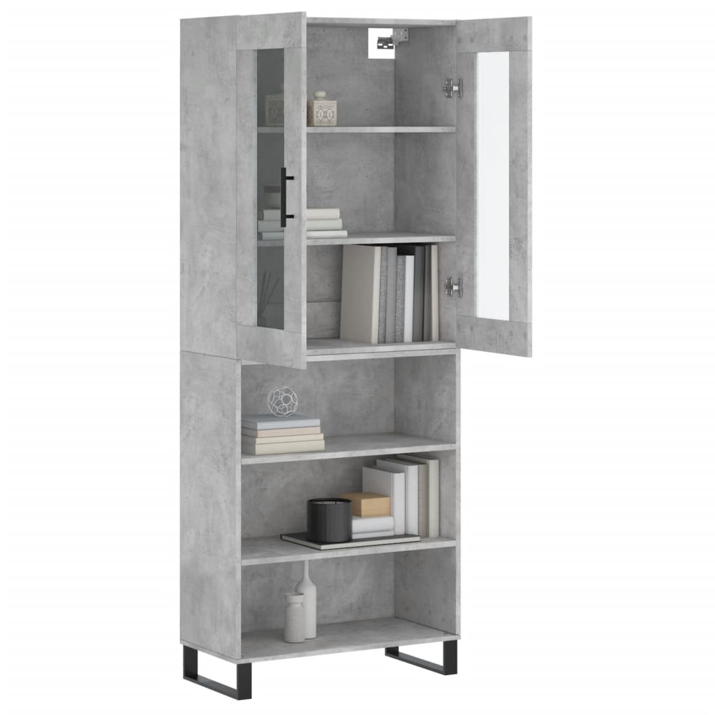 Image Buffet haut Gris béton 69,5x34x180 cm Bois d'ingénierie | Xios Store SNC vidaXL Xios Store SNC