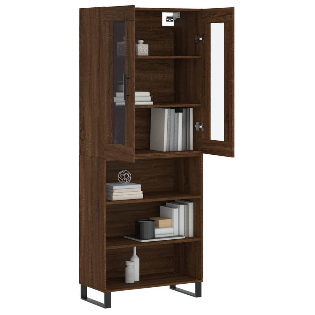 Image Buffet haut Chêne marron 69,5x34x180 cm Bois d'ingénierie | Xios Store SNC vidaXL Xios Store SNC