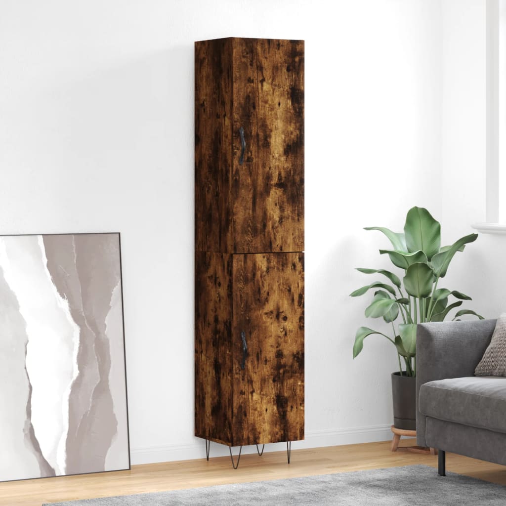 Image Buffet haut Chêne fumé 34,5x34x180 cm Bois d'ingénierie | Xios Store SNC vidaXL Xios Store SNC