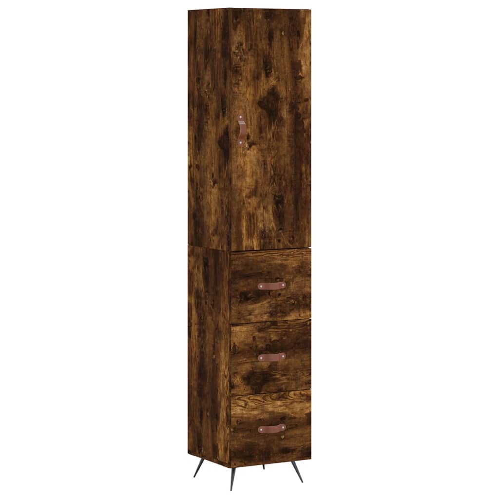 Image Buffet haut Chêne fumé 34,5x34x180 cm Bois d'ingénierie | Xios Store SNC vidaXL Xios Store SNC