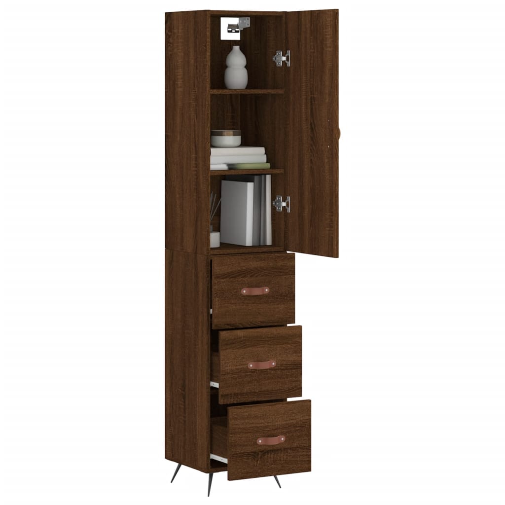 Image Buffet haut Chêne marron 34,5x34x180 cm Bois d'ingénierie | Xios Store SNC vidaXL Xios Store SNC