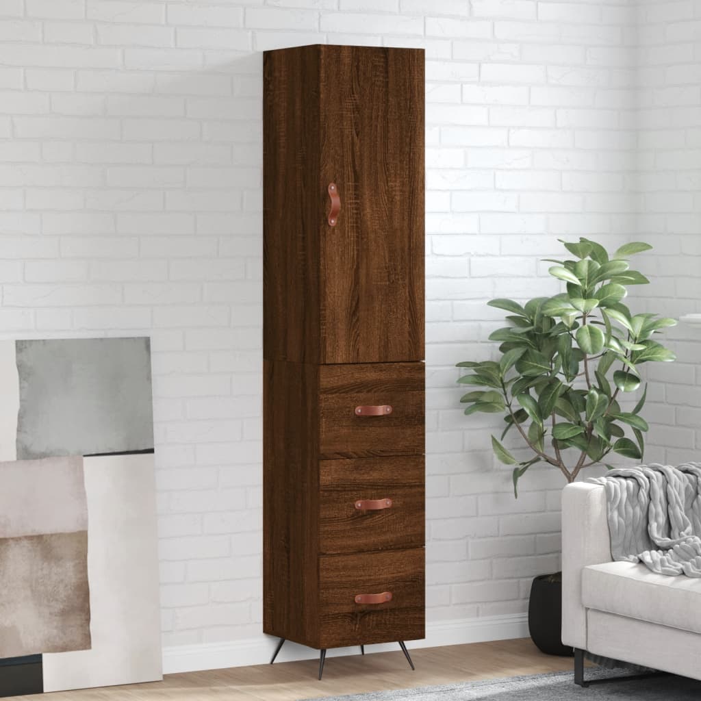 Image Buffet haut Chêne marron 34,5x34x180 cm Bois d'ingénierie | Xios Store SNC vidaXL Xios Store SNC