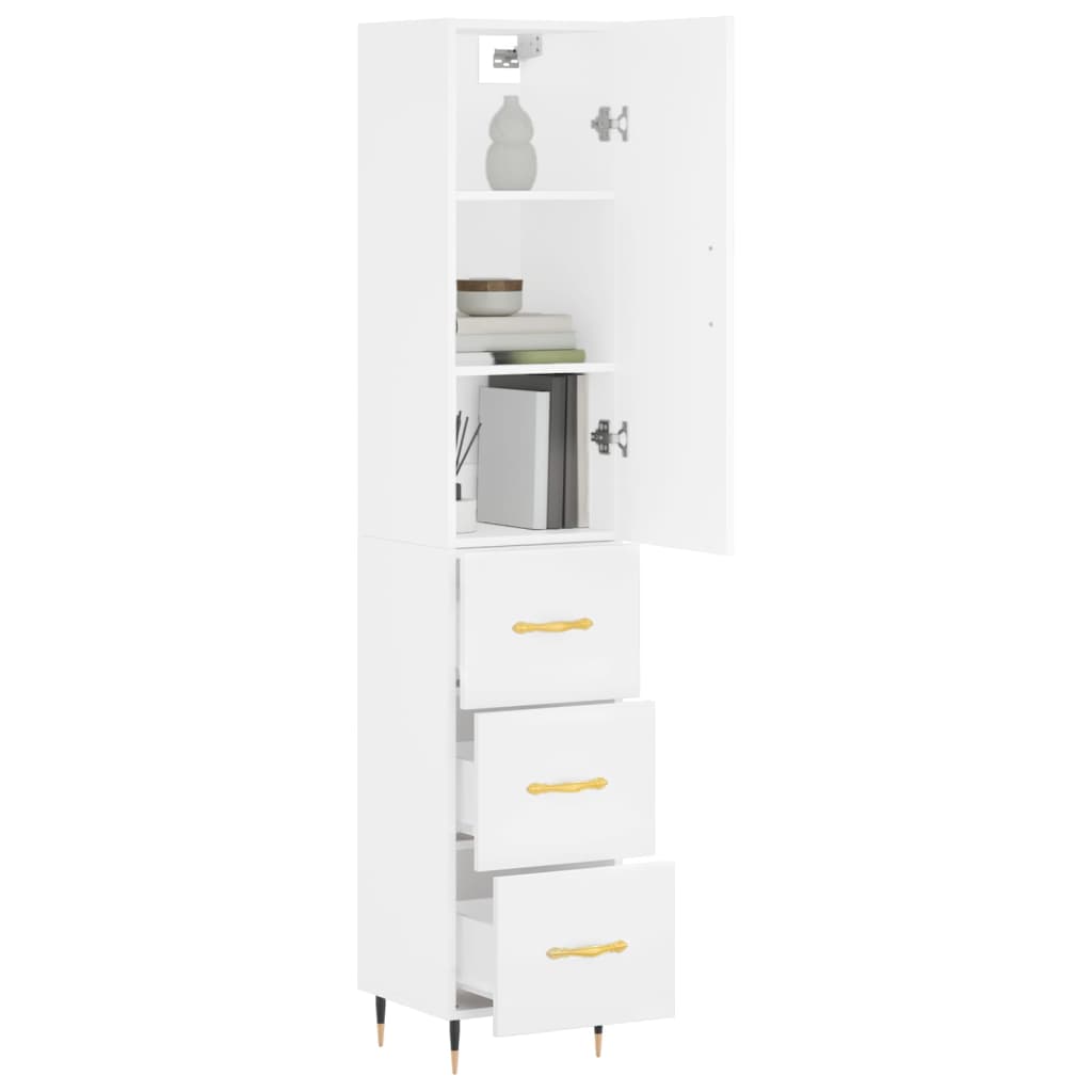 Image Buffet haut Blanc 34,5x34x180 cm Bois d'ingénierie | Xios Store SNC vidaXL Xios Store SNC