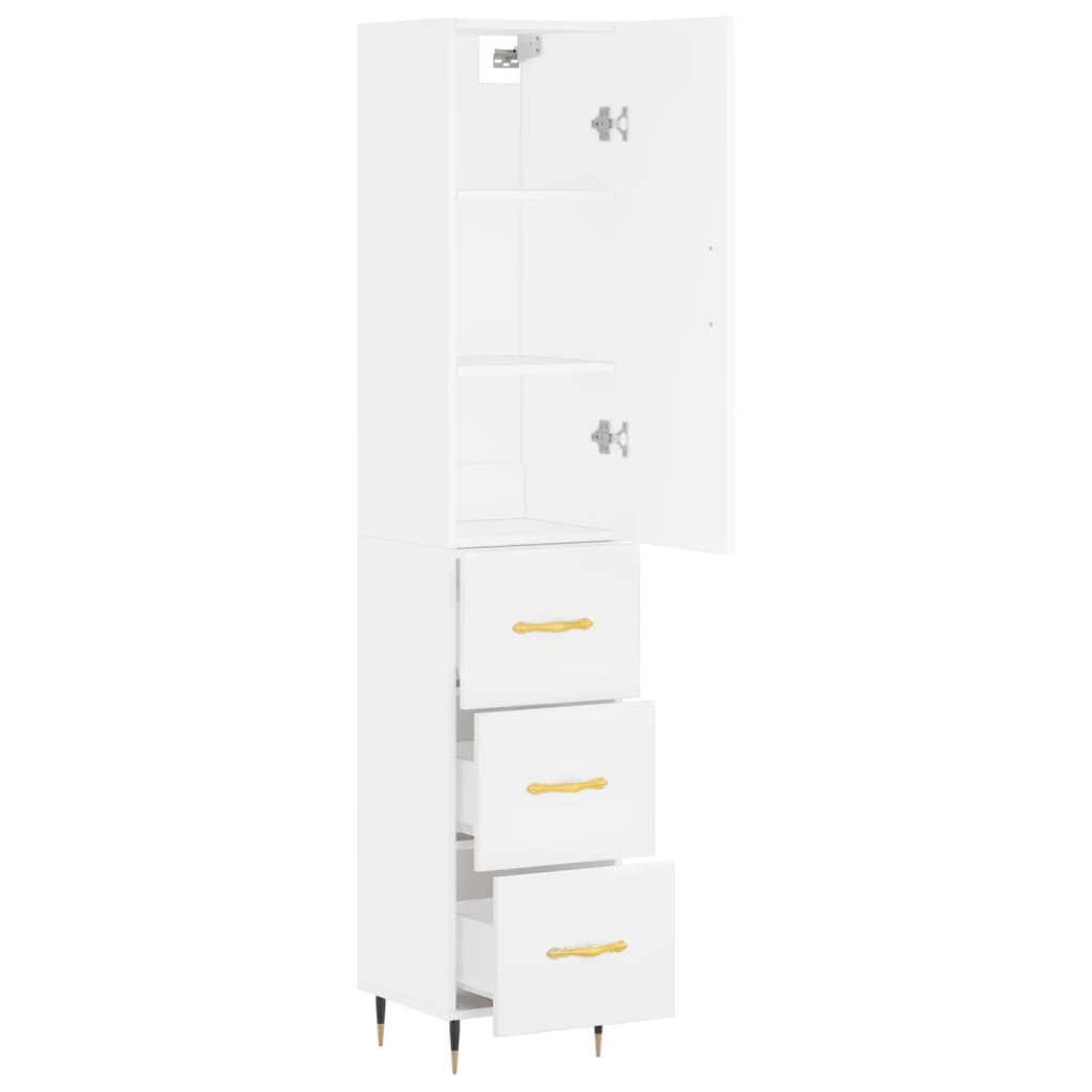 Image Buffet haut Blanc 34,5x34x180 cm Bois d'ingénierie | Xios Store SNC vidaXL Xios Store SNC