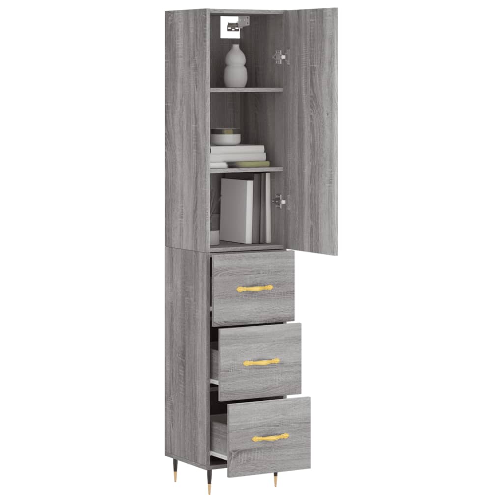 Image Buffet haut Sonoma gris 34,5x34x180 cm Bois d'ingénierie | Xios Store SNC vidaXL Xios Store SNC