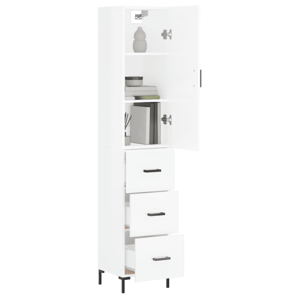 Image Buffet haut Blanc brillant 34,5x34x180 cm Bois d'ingénierie | Xios Store SNC vidaXL Xios Store SNC