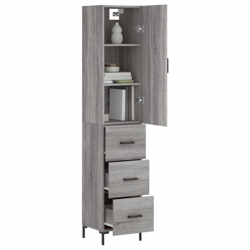 Image Buffet haut Sonoma gris 34,5x34x180 cm Bois d'ingénierie | Xios Store SNC vidaXL Xios Store SNC