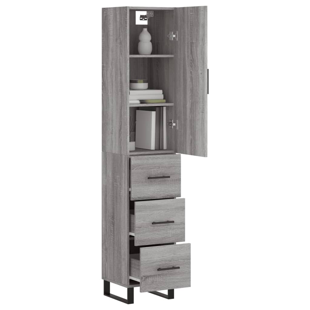 Image Buffet haut Sonoma gris 34,5x34x180 cm Bois d'ingénierie | Xios Store SNC vidaXL Xios Store SNC