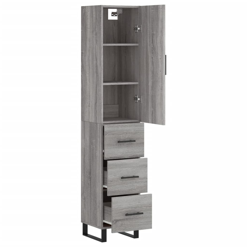 Image Buffet haut Sonoma gris 34,5x34x180 cm Bois d'ingénierie | Xios Store SNC vidaXL Xios Store SNC