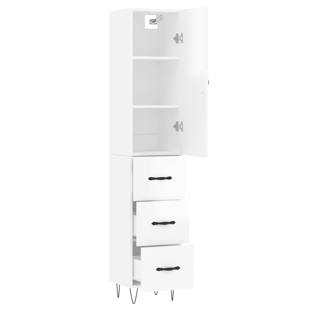 Image Buffet haut Blanc brillant 34,5x34x180 cm Bois d'ingénierie | Xios Store SNC vidaXL Xios Store SNC