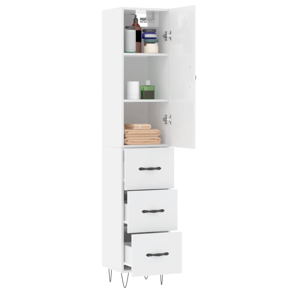 Image Buffet haut Blanc brillant 34,5x34x180 cm Bois d'ingénierie | Xios Store SNC vidaXL Xios Store SNC