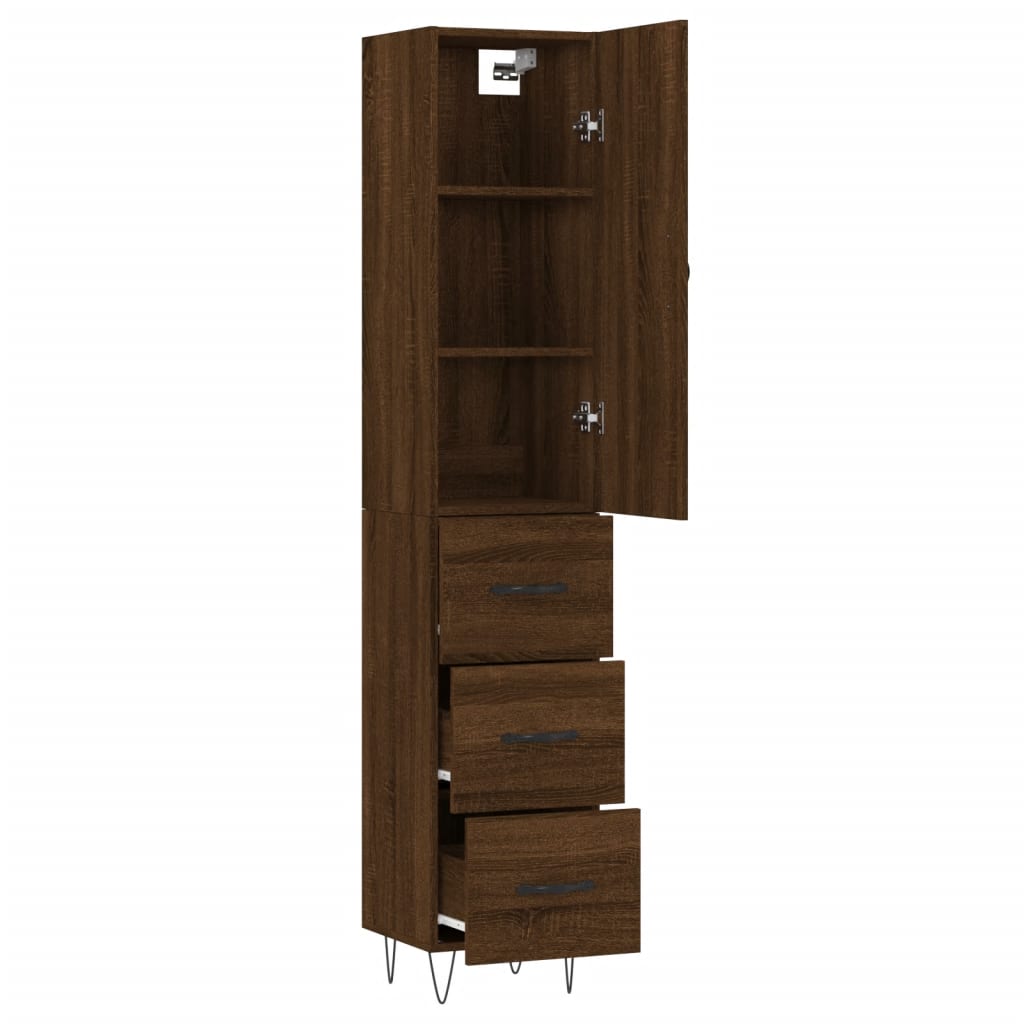 Image Buffet haut Chêne marron 34,5x34x180 cm Bois d'ingénierie | Xios Store SNC vidaXL Xios Store SNC