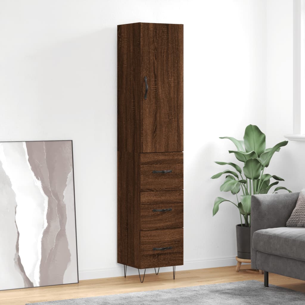 Image Buffet haut Chêne marron 34,5x34x180 cm Bois d'ingénierie | Xios Store SNC vidaXL Xios Store SNC