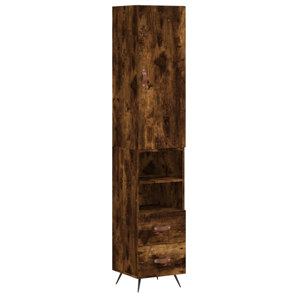 Image Buffet haut Chêne fumé 34,5x34x180 cm Bois d'ingénierie | Xios Store SNC vidaXL Xios Store SNC