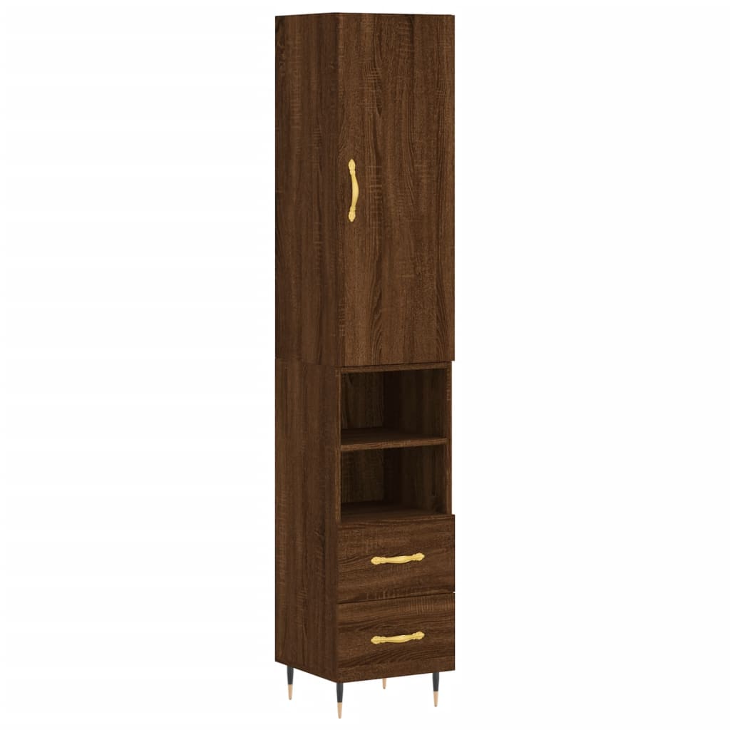 Image Buffet haut Chêne marron 34,5x34x180 cm Bois d'ingénierie | Xios Store SNC vidaXL Xios Store SNC