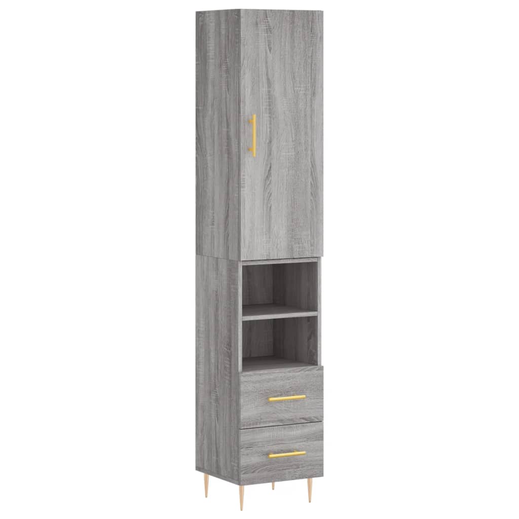 Image Buffet haut Sonoma gris 34,5x34x180 cm Bois d'ingénierie | Xios Store SNC vidaXL Xios Store SNC