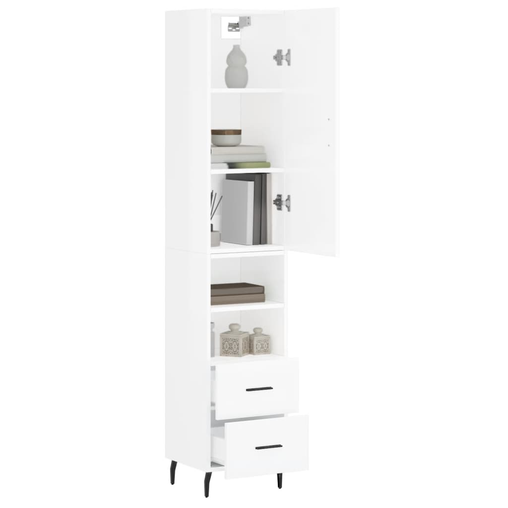 Image Buffet haut Blanc brillant 34,5x34x180 cm Bois d'ingénierie | Xios Store SNC vidaXL Xios Store SNC