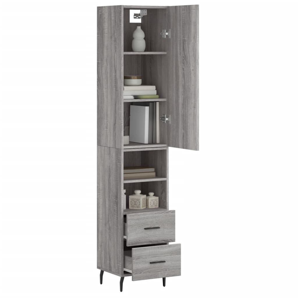 Image Buffet haut Sonoma gris 34,5x34x180 cm Bois d'ingénierie | Xios Store SNC vidaXL Xios Store SNC