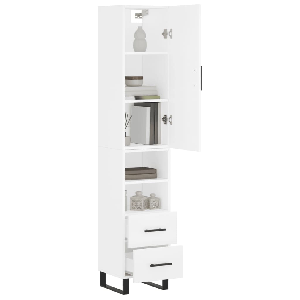 Image Buffet haut Blanc 34,5x34x180 cm Bois d'ingénierie | Xios Store SNC vidaXL Xios Store SNC