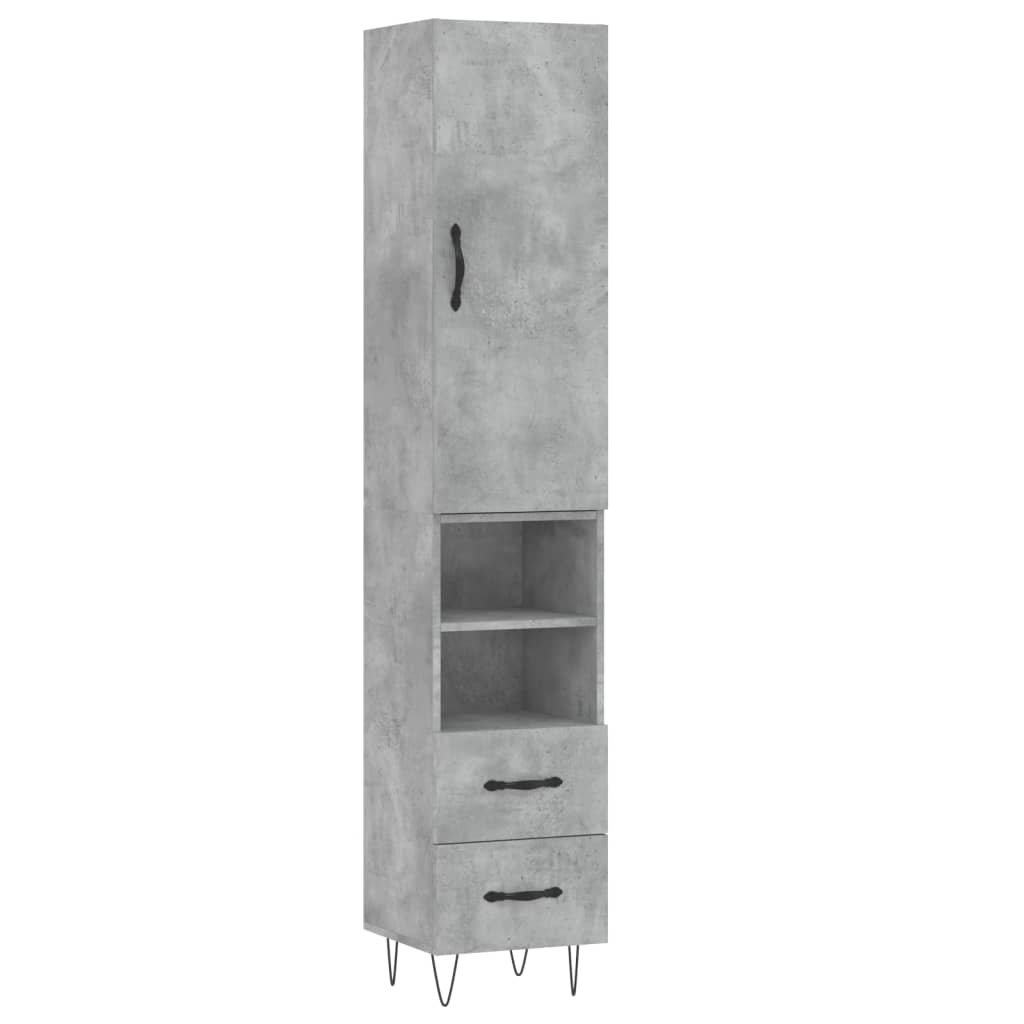 Image Buffet haut Gris béton 34,5x34x180 cm Bois d'ingénierie | Xios Store SNC vidaXL Xios Store SNC