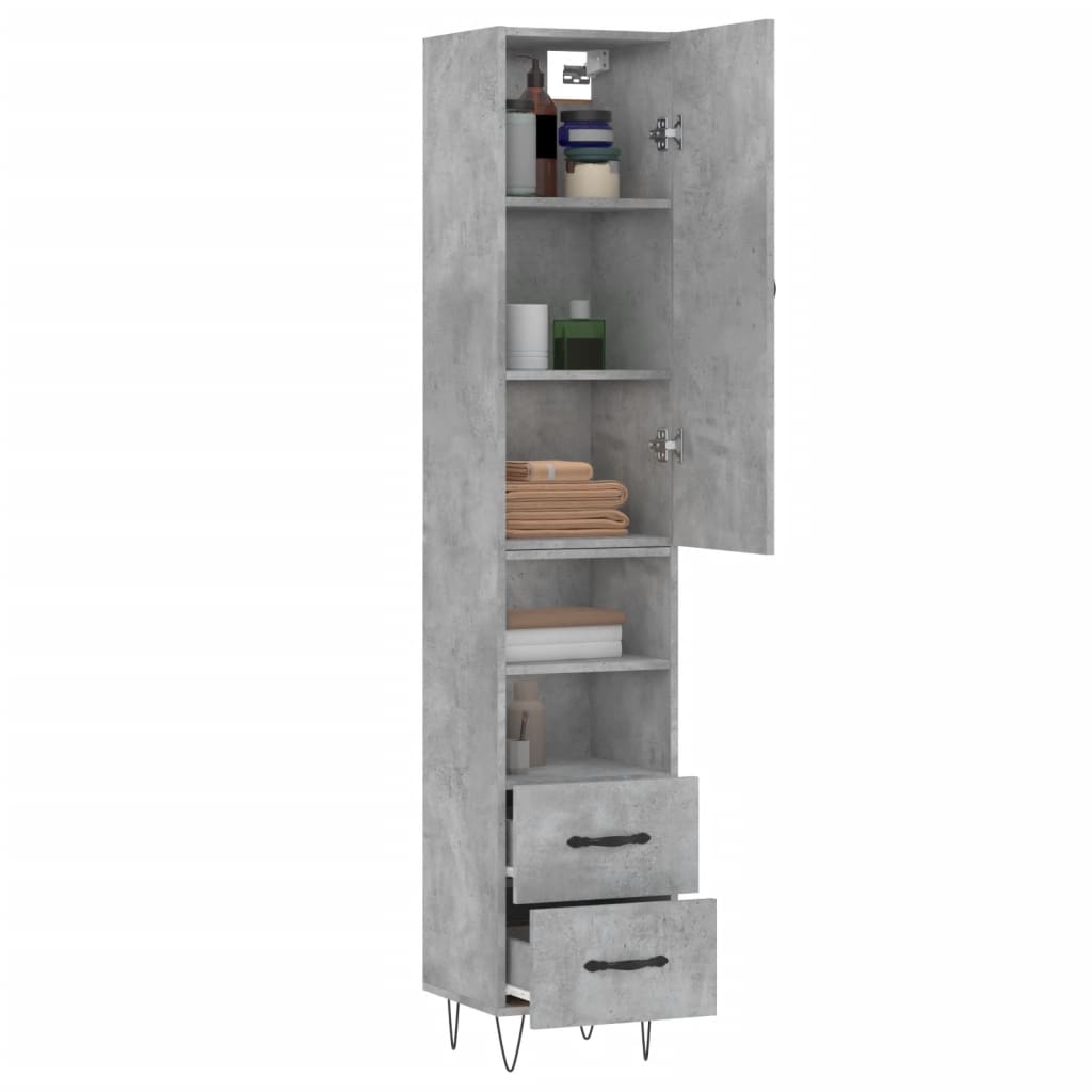 Image Buffet haut Gris béton 34,5x34x180 cm Bois d'ingénierie | Xios Store SNC vidaXL Xios Store SNC