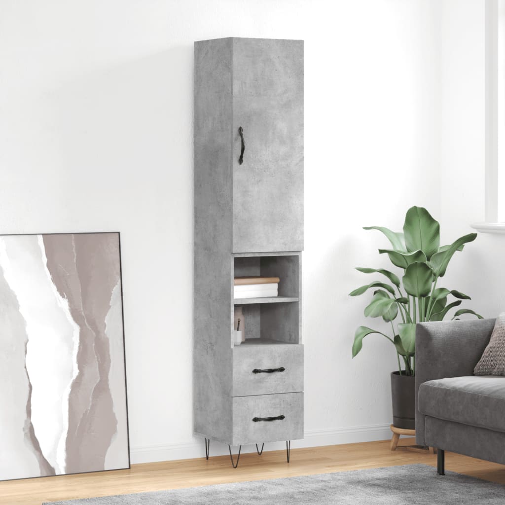 Image Buffet haut Gris béton 34,5x34x180 cm Bois d'ingénierie | Xios Store SNC vidaXL Xios Store SNC