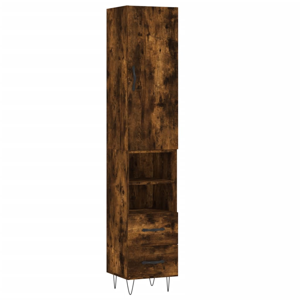 Image Buffet haut Chêne fumé 34,5x34x180 cm Bois d'ingénierie | Xios Store SNC vidaXL Xios Store SNC