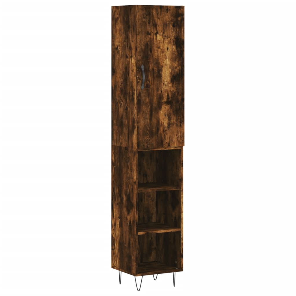 Image Buffet haut Chêne fumé 34,5x34x180 cm Bois d'ingénierie | Xios Store SNC vidaXL Xios Store SNC