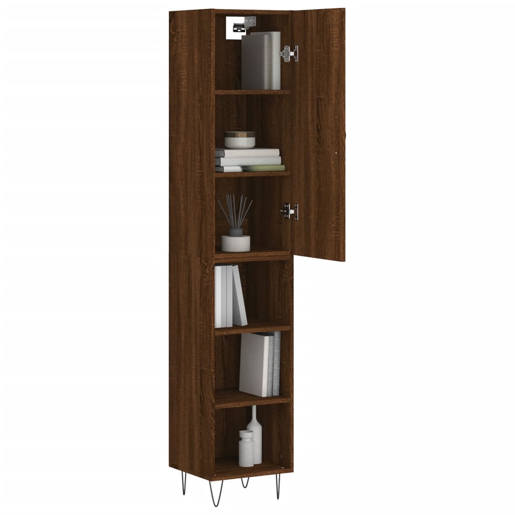 Image Buffet haut Chêne marron 34,5x34x180 cm Bois d'ingénierie | Xios Store SNC vidaXL Xios Store SNC