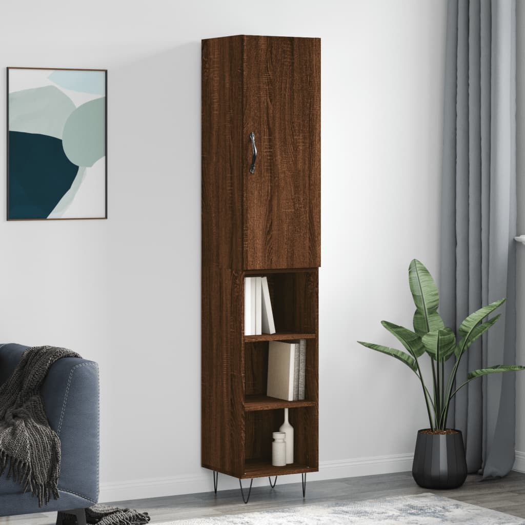 Image Buffet haut Chêne marron 34,5x34x180 cm Bois d'ingénierie | Xios Store SNC vidaXL Xios Store SNC