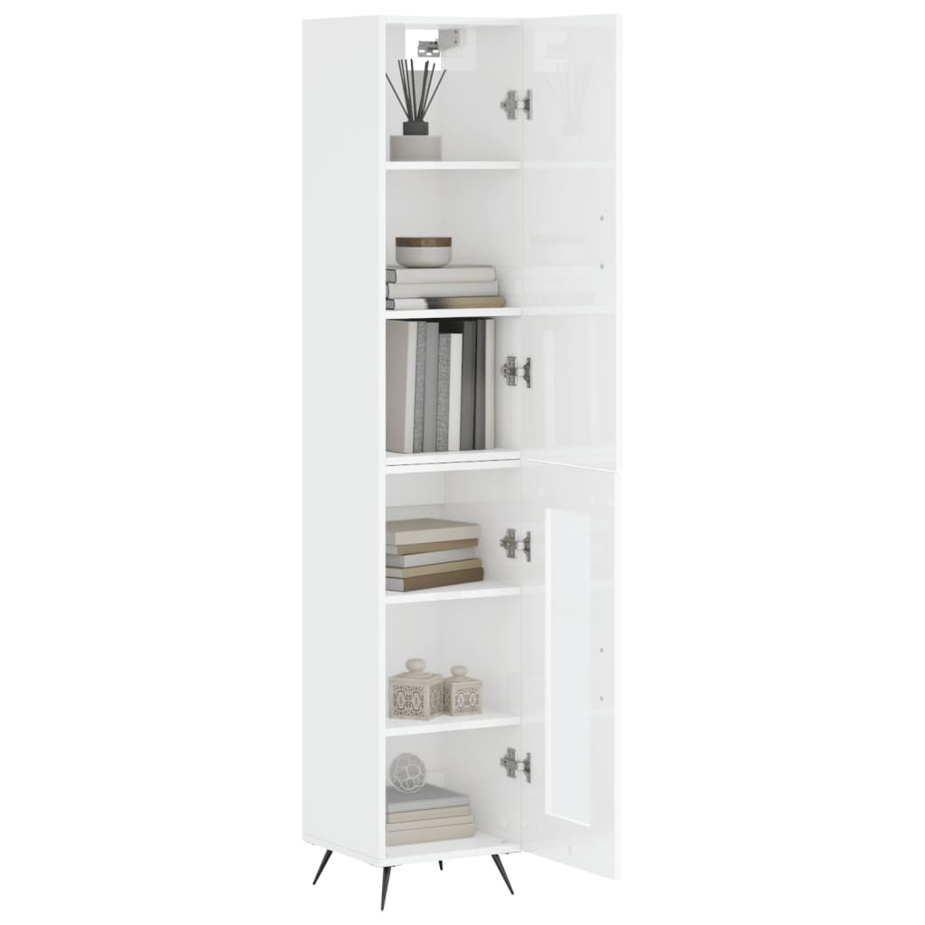 Image Buffet haut Blanc brillant 34,5x34x180 cm Bois d'ingénierie | Xios Store SNC vidaXL Xios Store SNC