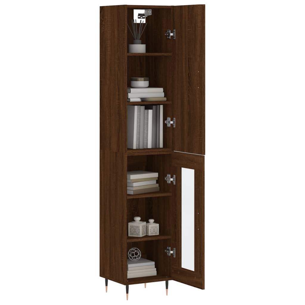 Image Buffet haut Chêne marron 34,5x34x180 cm Bois d'ingénierie | Xios Store SNC vidaXL Xios Store SNC