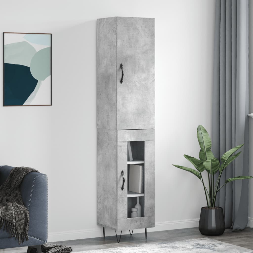 Image Buffet haut Gris béton 34,5x34x180 cm Bois d'ingénierie | Xios Store SNC vidaXL Xios Store SNC