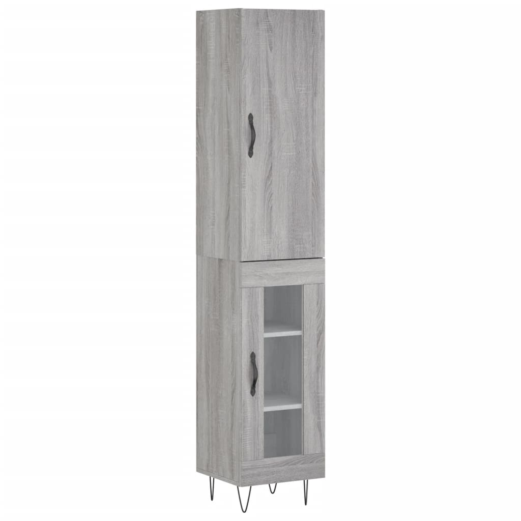 Image Buffet haut Sonoma gris 34,5x34x180 cm Bois d'ingénierie | Xios Store SNC vidaXL Xios Store SNC