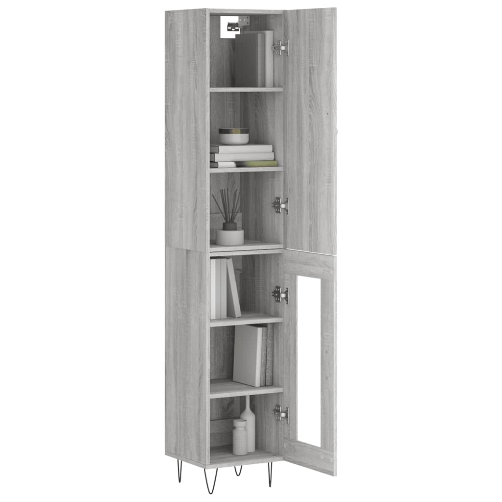 Image Buffet haut Sonoma gris 34,5x34x180 cm Bois d'ingénierie | Xios Store SNC vidaXL Xios Store SNC