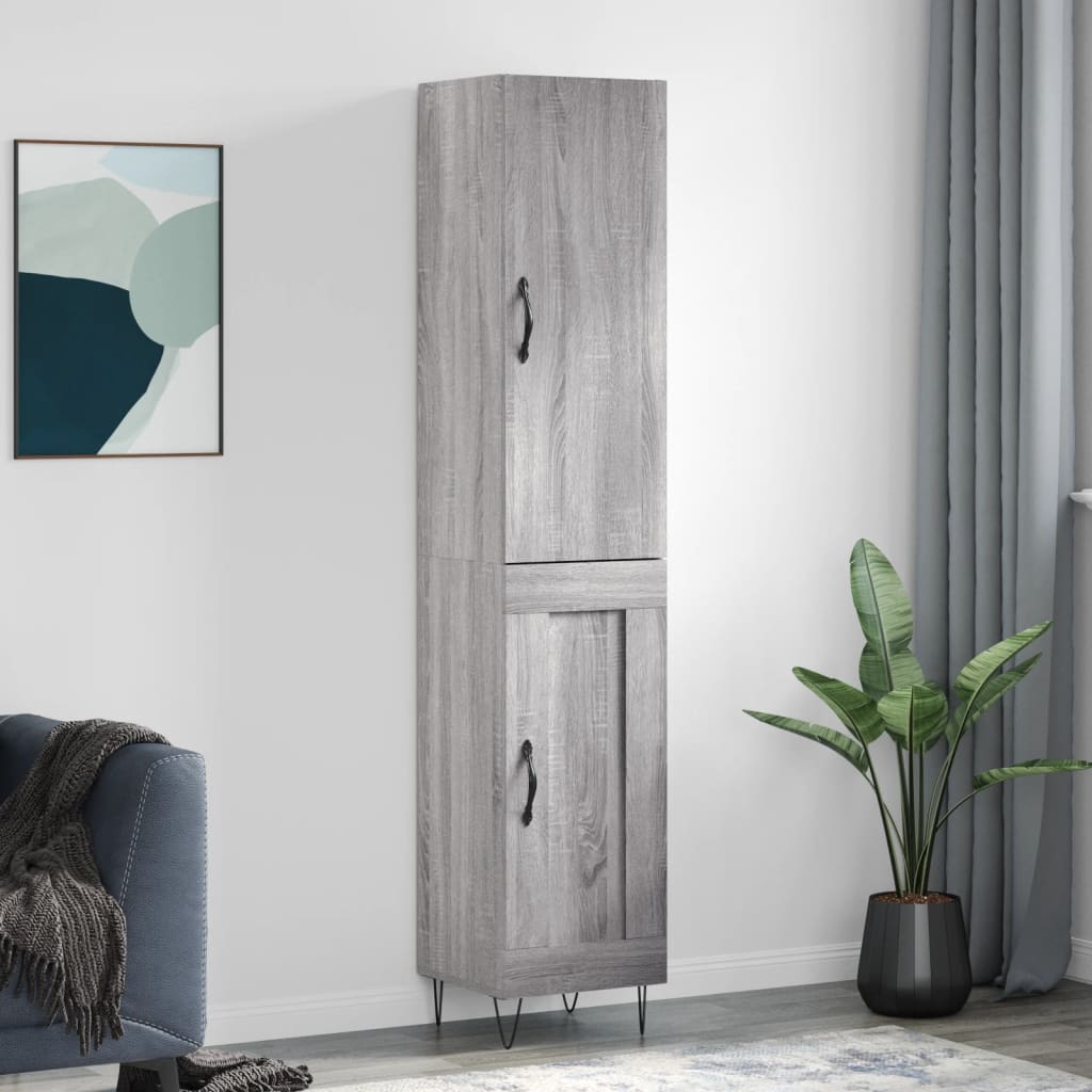 Image Buffet haut Sonoma gris 34,5x34x180 cm Bois d'ingénierie | Xios Store SNC vidaXL Xios Store SNC