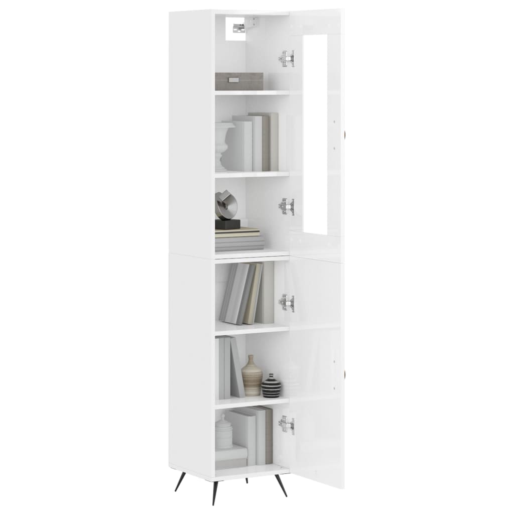 Image Buffet haut Blanc brillant 34,5x34x180 cm Bois d'ingénierie | Xios Store SNC vidaXL Xios Store SNC