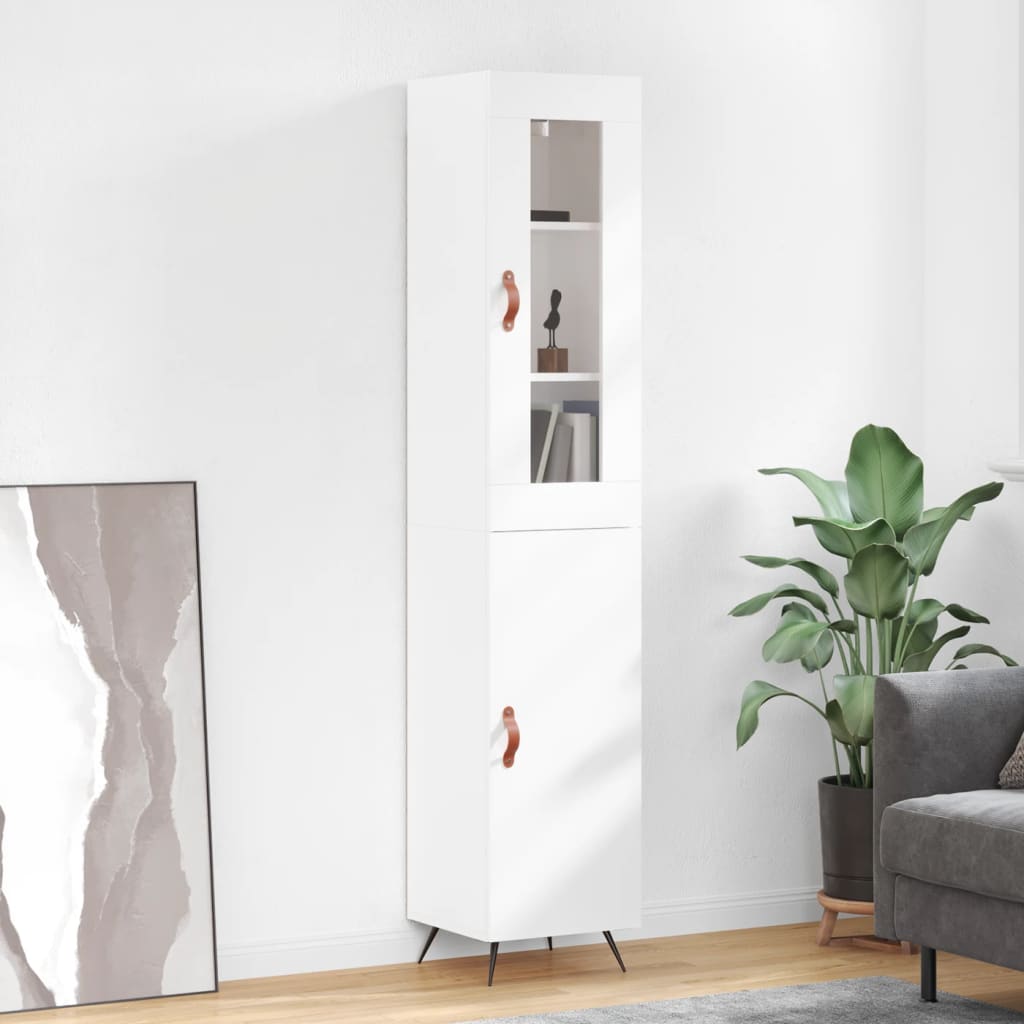 Image Buffet haut Blanc brillant 34,5x34x180 cm Bois d'ingénierie | Xios Store SNC vidaXL Xios Store SNC