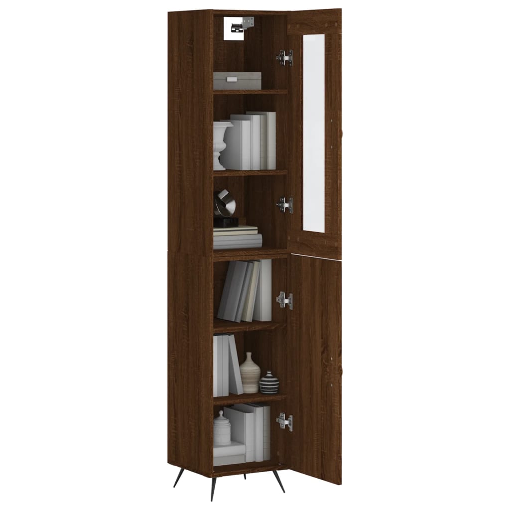 Image Buffet haut Chêne marron 34,5x34x180 cm Bois d'ingénierie | Xios Store SNC vidaXL Xios Store SNC