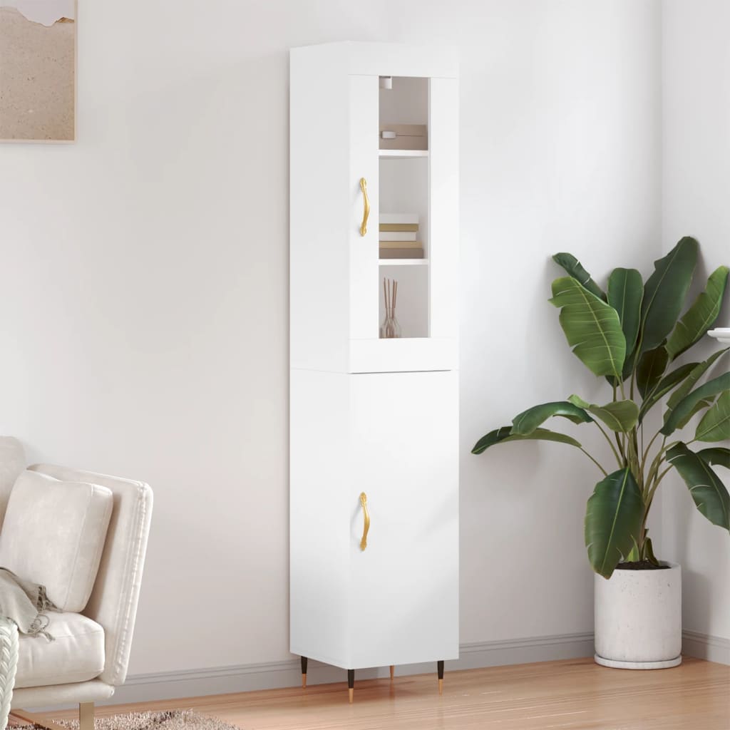 Image Buffet haut Blanc 34,5x34x180 cm Bois d'ingénierie | Xios Store SNC vidaXL Xios Store SNC