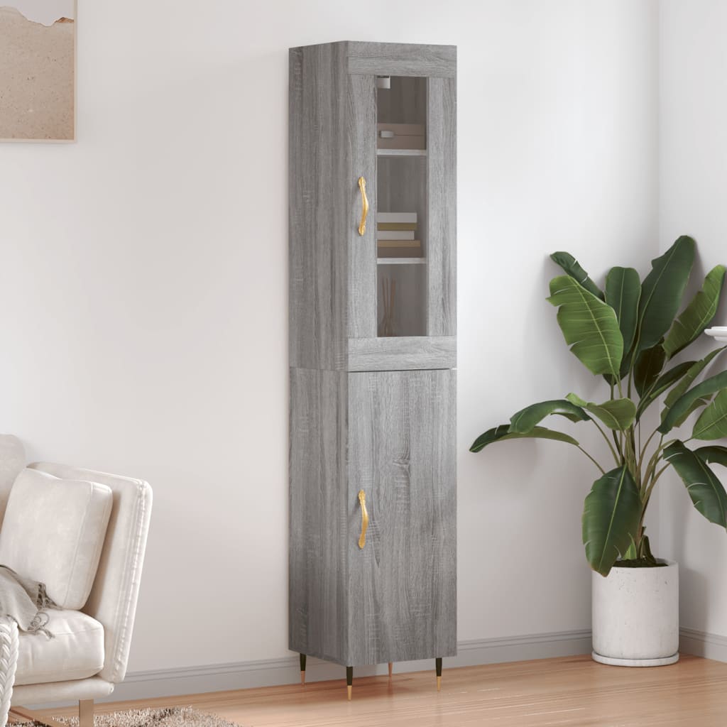 Image Buffet haut Sonoma gris 34,5x34x180 cm Bois d'ingénierie | Xios Store SNC vidaXL Xios Store SNC