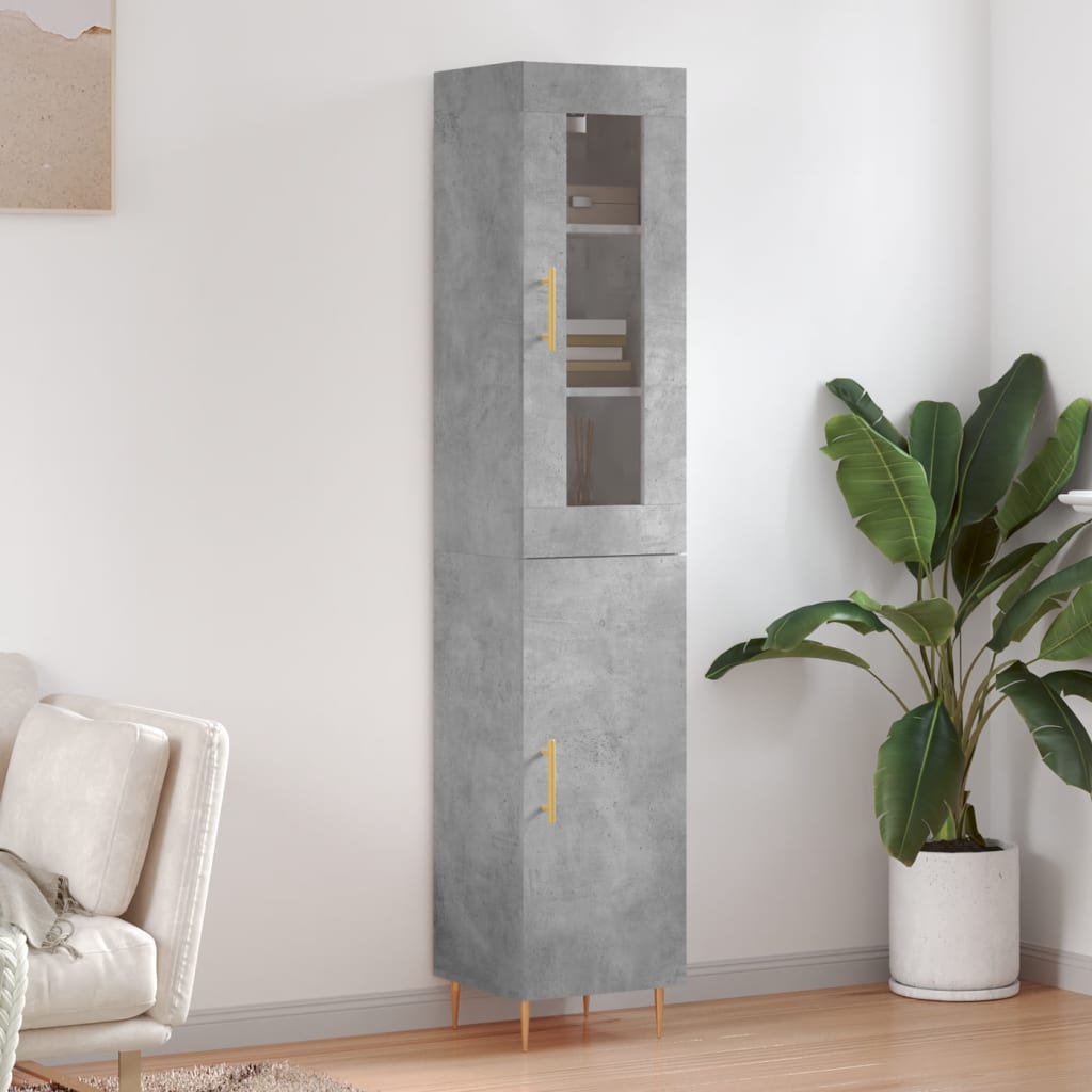 Image Buffet haut Gris béton 34,5x34x180 cm Bois d'ingénierie | Xios Store SNC vidaXL Xios Store SNC