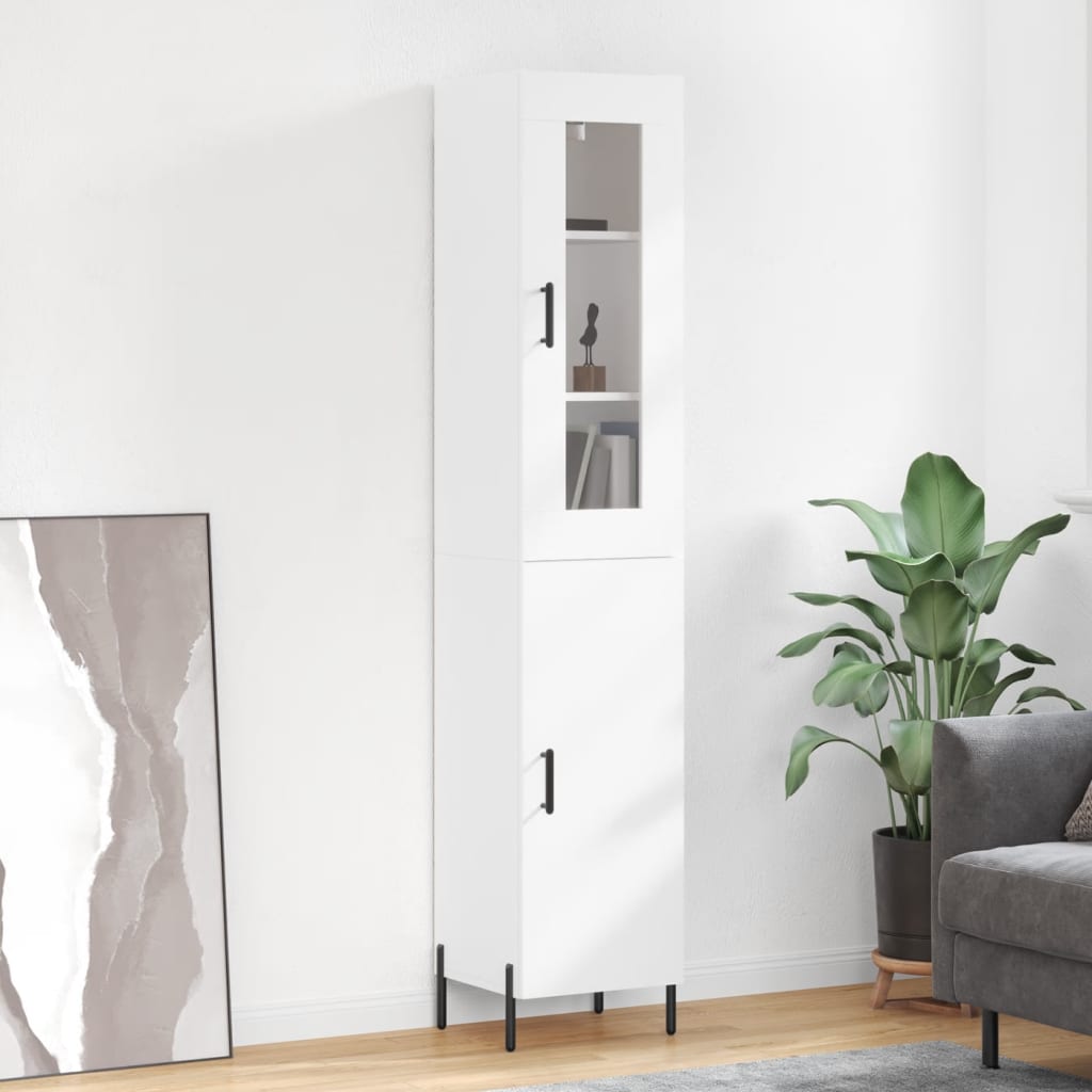 Image Buffet haut Blanc 34,5x34x180 cm Bois d'ingénierie | Xios Store SNC vidaXL Xios Store SNC