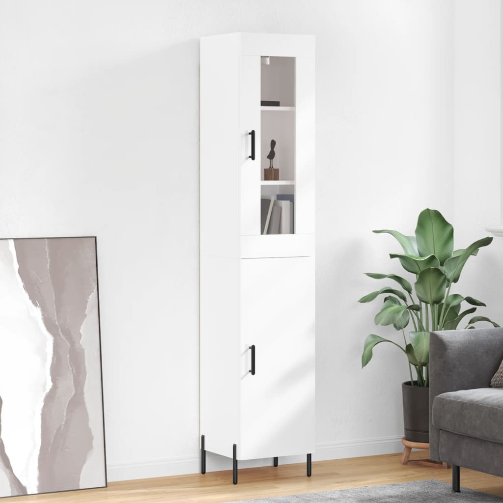 Image Buffet haut Blanc brillant 34,5x34x180 cm Bois d'ingénierie | Xios Store SNC vidaXL Xios Store SNC