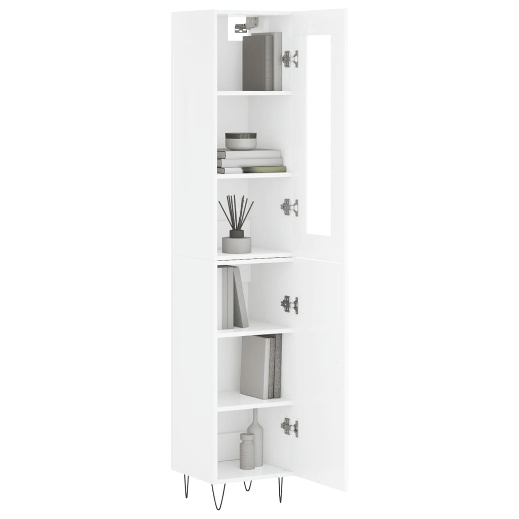 Image Buffet haut Blanc brillant 34,5x34x180 cm Bois d'ingénierie | Xios Store SNC vidaXL Xios Store SNC